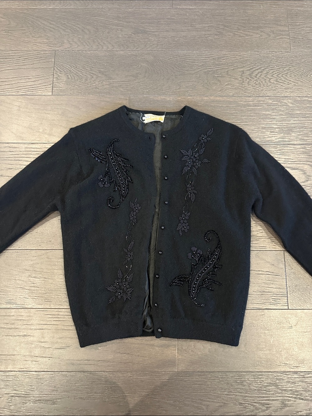 Vintage Black Embellished Women's Cardigan Sweater - Classic Styles